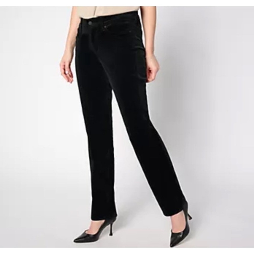 NYDJ Black Corduroy Straight Leg Pants Womens Size 12 Lift Tuck Technology‎